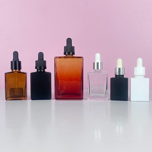 Unique Design <b>Empty</b> 30ml 1oz 50ml 100ml French Square Matt Black White Glass Essential Oil Dropper <b>Bottle</b> With Serum Pipette - Product Image 6