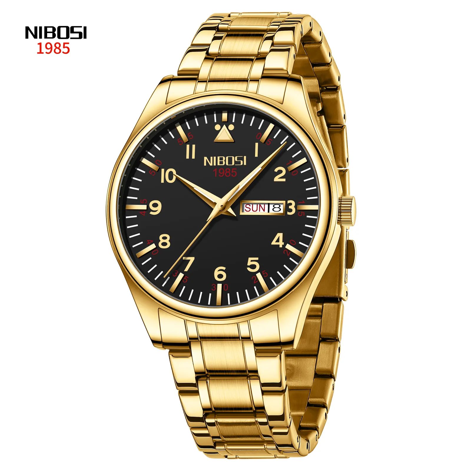 Hot Selling NIBOSI 2571 Water Proof Cheapest Custom Logo Gold Watches for Men