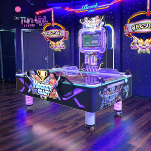 Table de hockey sur air métallique d'intérieur 4 joueurs, <span class=keywords><strong>à</strong></span> monnayeur, jeux multi-pucks pour enfants et adultes, interface en anglais, pour parcs d'attractions - Product Image 5