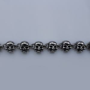 Brazalete de Acero Inoxidable para Hombre, Estilo Hiphop, con Cabeza de Calavera, Chapado en Oro, Accesorio de Joyería Plateada con Cuentas - Product Image 4