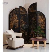 EKAR Atelier Écran peint à la main Art oriental pour espaces de vie et table d'entrée de séparation de chambre
