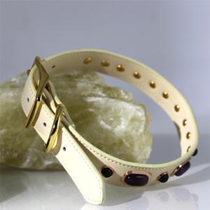 C & H 도매 수제 정품 PU 가죽 세련된 편안한 착용 럭셔리 크리스탈 애완 동물 목걸이 - Product Image 3