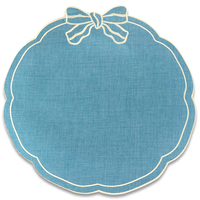 Nouveau design de set de table en tissu de lin brodé de haute qualité avec nœud et sous-plat pour la maison, la cuisine, les mariages et la décoration de fêtes