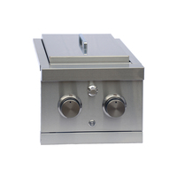 Barbecue au gaz propane en acier inoxydable 304 n°4 avec finition brossée, double brûleur latéral, 24 000 BTU, certifié CE