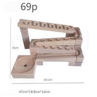 Bloques de Construcción de Madera Maciza con Bolas de Cristal, Pista de Canicas, Bloques de Construcción Educativos de Madera Grandes para Niños