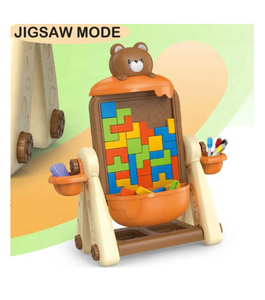 어린이용 그림판과 블록 세트 - 곰 모양 다기능 미술 이젤, 교육용 스케치 및 조립 장난감 - Product Image 5