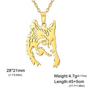 Collana Myshape Vintage con Testa di Lupo in Acciaio Inossidabile, Catena Placcata Oro, Simbolo Animale Tribale per Forza e Protezione, Amuleto - Product Image 6