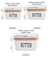 Vente en gros de boîte à beurre en céramique avec couvercle en bambou, récipient hermétique pour beurre avec couteau en acier inoxydable pour le rangement en cuisine