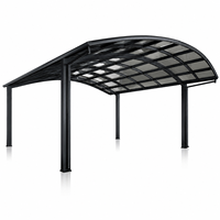 Auvent de terrasse en aluminium durable, moderne, facile à assembler, avec toit transparent et courbé, pour l'entrée d'une maison résidentielle