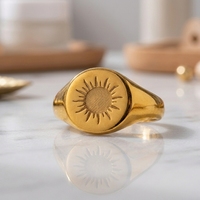 18 Karat vergoldeter Edelstahl ring Gravur nicht verblassen der Sonnenschild Rings chmuck