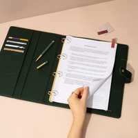 Logo personnalisé Vente en gros de luxe A4 A5 A6 Saffiano PU cuir PVC papier organisateur de documents classeur à 3 anneaux avec poche intérieure