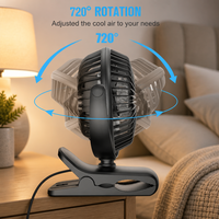 Ventilateur à pince USB, mini ventilateur de bureau portable, silencieux, haute vitesse, ventilateur électrique de refroidissement pour bureau, maison, dortoir, lit
