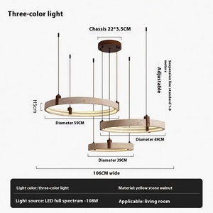 Lampadario a sospensione LED a spettro completo in stile Zen retrò cinese, con pietra gialla effetto grotta, per hall duplex, protezione occhi, stile retrò - Product Image 5