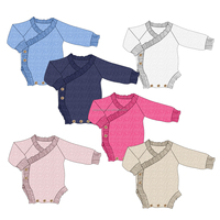 Vente en gros Grenouillère festonnée bleue pour bébé Ensemble de luxe neutre Body pour nouveau-né Tenue de Coming Home en tricot pour bébé