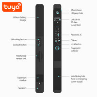 Cerradura Inteligente para Puerta con Huella Digital y Reconocimiento Facial 3D, WiFi Tuya, Resistente al Agua, para Puerta Corredera de Aluminio PST-Z1-Pro Max