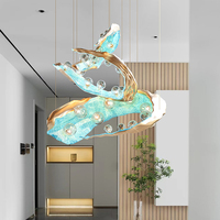 Lampe suspendue contemporaine de designer, forme fluide, avec abat-jour en cristal LED, garantie 5 ans pour les espaces commerciaux et les villas