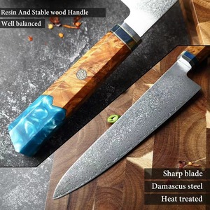 Cuchillo Santoku, Cuchillos de Cocina para Chef, Acero de Damasco, Hoja Afilada, Herramientas para Cortar Carne, Pescado y Salmón - Product Image 5