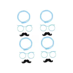 Funny Straws Eye Glasses with Mustache Silly Straw Party Supplies