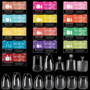 Puntas de Nait profesionales de alta calidad, 600 Uds., puntas de <span class=keywords><strong>uñas</strong></span> de almendra de larga duración, Gel suave, cubierta completa, puntas de gelatina acrílica - Product Image 1