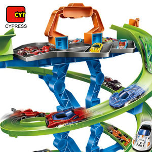 Pistas <span class=keywords><strong>de</strong></span> Carreras <span class=keywords><strong>de</strong></span> <span class=keywords><strong>Coches</strong></span> con 8 <span class=keywords><strong>Coches</strong></span> <span class=keywords><strong>de</strong></span> Aleación Fundida a Presión con Ruedas Libres, Pista <span class=keywords><strong>de</strong></span> Juguete para Niños con Estacionamiento - Product Image 4