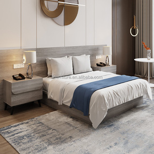 Customize Low Cost Wood Hotel <b>Bed</b> <b>Set</b> <b>Complete</b> Bedroom Furniture With Mattress Bedding Nightstands Wardrobe For Apartment Motel - Product Image 6