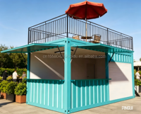 Stand mobile préfabriqué de luxe personnalisé pour café et snack-bar, conteneur plat 40FT/20FT, idéal pour événements éphémères