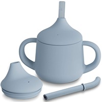 Tasse d'apprentissage en silicone WellBest Cartoon pour bébé avec bec verseur et paille