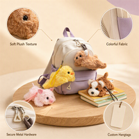 Porte-clés en peluche mignon et moelleux en forme d'animal couché (Canard, Cochon, Chiot, Ours), mini poupée en peluche, pendentif de sac à dos, cadeau