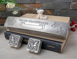 Creative Vintage native Book scatola di immagazzinaggio e scatola di immagazzinaggio per denti decidui e capelli fetali in metallo Set regalo per bambini - Product Image 4