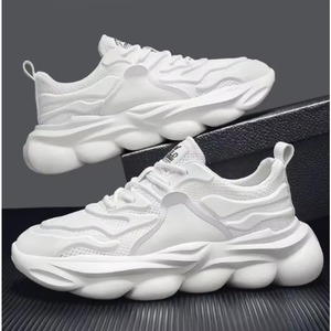 Baskets compensées unisexe légères et respirantes en maille à lacets, rehaussantes, pour la marche, tendance été - Product Image 2