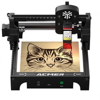 Machine de gravure/découpe à diode portable ACMER S1, facile à utiliser, garantie de 2 ans, zone de travail de 130 x 130 mm, précision de 0,04 mm, bricolage créatif