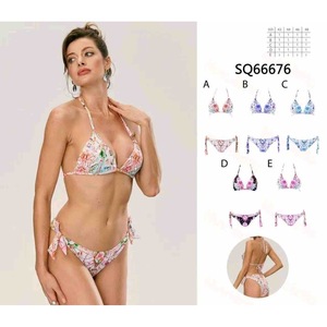 Set Bikini HDJ con Stampa Floreale, Top Halter e Slip con Laccetti Laterali, Taglie 44 46 48, Costume da Bagno Donna - Product Image 3