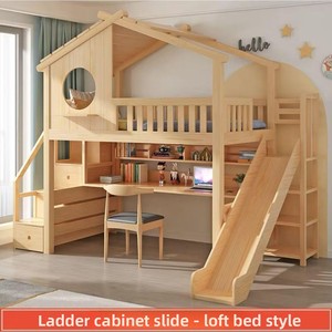 <span class=keywords><strong>Lit</strong></span> <span class=keywords><strong>superposé</strong></span> <span class=keywords><strong>en</strong></span> pin pour enfants, style cabane dans les arbres, double étage, style nordique, ensemble parent-enfant, <span class=keywords><strong>avec</strong></span> toboggan princesse, pour garçons et filles - Product Image 2