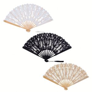 Abanico de Encaje de Ganchillo Delicado con Asa de Color Personalizado, Plegable y Compacto para Eventos Corporativos, Celebraciones Festivas y Decoración de Bodas - Product Image 3