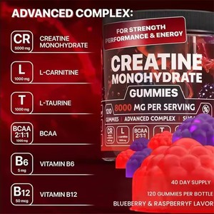 Creatina Monohidrato OEM 120 Gomitas 5000mg Suplemento Deportivo para el Crecimiento Muscular con L-Carnitina, Taurina, BCAA - Product Image 2