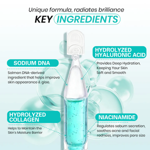 T Label pribadi PDRN Serum asam hialuronat, Serum satu hari 100 untuk hidrasi Dalam & Kulit mengalami perbaikan harian dengan PDRN & <span class=keywords><strong>HA</strong></span> - Product Image 3