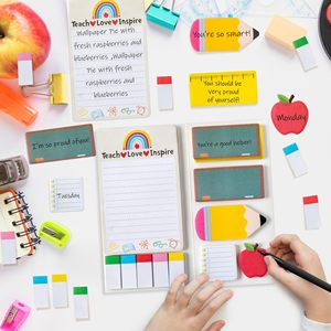 Cadeau de remerciement pour les enseignants, ensemble de notes autocollantes, bloc-notes mignon en forme de pomme, fournitures de bureau pour la rentrée scolaire - Product Image 3