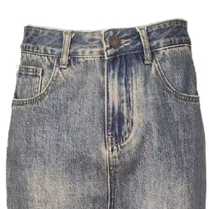Jean décontracté pour <span class=keywords><strong>femme</strong></span>, coupe droite large, longueur intégrale, en denim bleu délavé, respirant et lavable, idéal pour l'été - Product Image 5