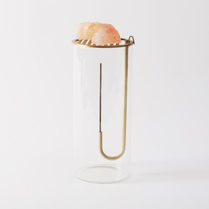 MAXERY - Porta Incienso de Lujo de Vidrio y Latón con Difusor de Sal de Roca 2 en 1, Quemador de Varillas Multifuncional, Atrapador de Cenizas Resistente al Viento - Product Image 1