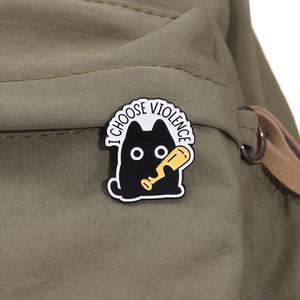 Elijo la violencia gato esmalte pines dibujos animados Animal broche Metal solapa insignia joyería regalo para amigos y amantes de las mascotas - Product Image 3