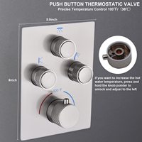 Robinet de douche thermostatique à triple poignée en nickel brossé, avec jets pluie et massage, mitigeur en laiton à bouton-poussoir encastré, design moderne, montage mural