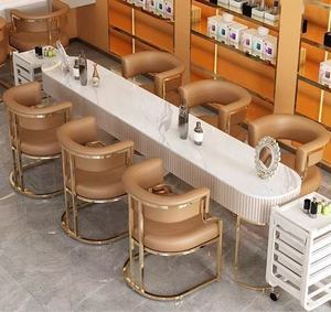Chaises de salle à manger modernes avec dossier et pieds en métal doré pour la salle à manger, les meubles, la réception d'hôtel, les ventes, les salons de manucure, les ateliers d'art - Product Image 6
