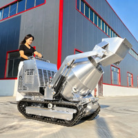 Mini bétonnière autochargeante de type chenillé, à moteur diesel, hydraulique et portable, pour projets de construction rurale