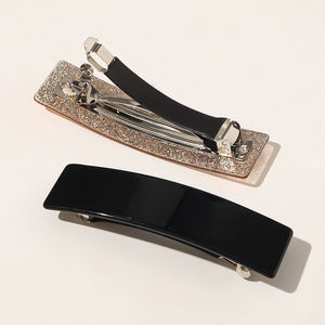 Exquisitas Pinzas de Pelo Rectangulares de Acetato de Celulosa para Mujer, Elegantes Horquillas con Brillantes de Aleación, Accesorios para el Cabello - Product Image 3