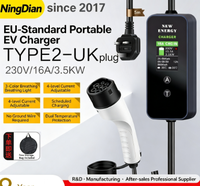 Nouveau chargeur EV portable en gros pour usine, prise UK Type 2, 3,5 kW 16A, pistolet de recharge réglable pour voiture électrique, compatible modèle EN62196