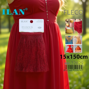 Fleco de borlas Ilan Fleco de 15x150cm, rojo, ribete decorativo para ropa y manualidades - Product Image 3