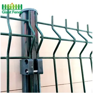 Ev açık dekoratif kaynaklı tel sert örgü Metal kavisli Panel 3D bahçe çit