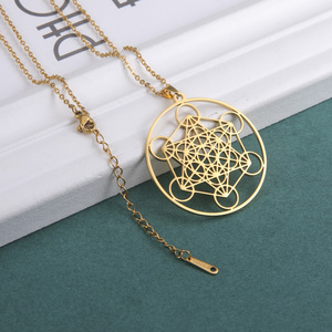 Myshape Metatron Cube collar <span class=keywords><strong>de</strong></span> acero inoxidable Geometría Sagrada símbolo poderoso Kabbala amuleto Salomón joyería - Product Image 3