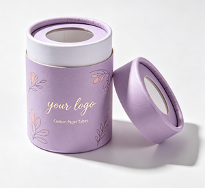 Custom Eco-Friendly Round Paper Tube Box with Gold Foil Printing and Clear <b>Window</b> Lid for Gift Packaging - Product Image 2