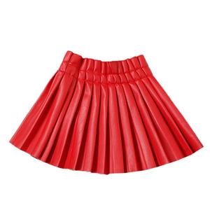 KS2923 Nueva Falda Lisa para Niñas 2022, Falda de Moda para Niñas, Falda de Cuero PU, Falda Plisada - Product Image 4